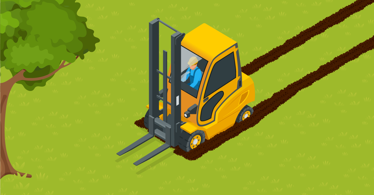 can a forklift drive on grass?